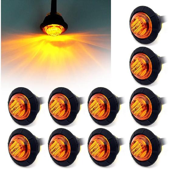 FXC 'Purishion 10X 3/4 In' Round LED Clearence Light Front Rear Side Marker Indicators Light For Truck Car Bus Trailer Van Caravan Boat, Taillight