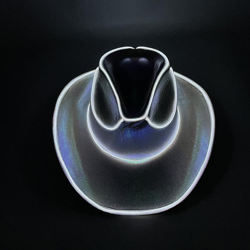 Iridescent LED Light-up Sequin Cowboy Hat for Christmas and Halloween Carnival