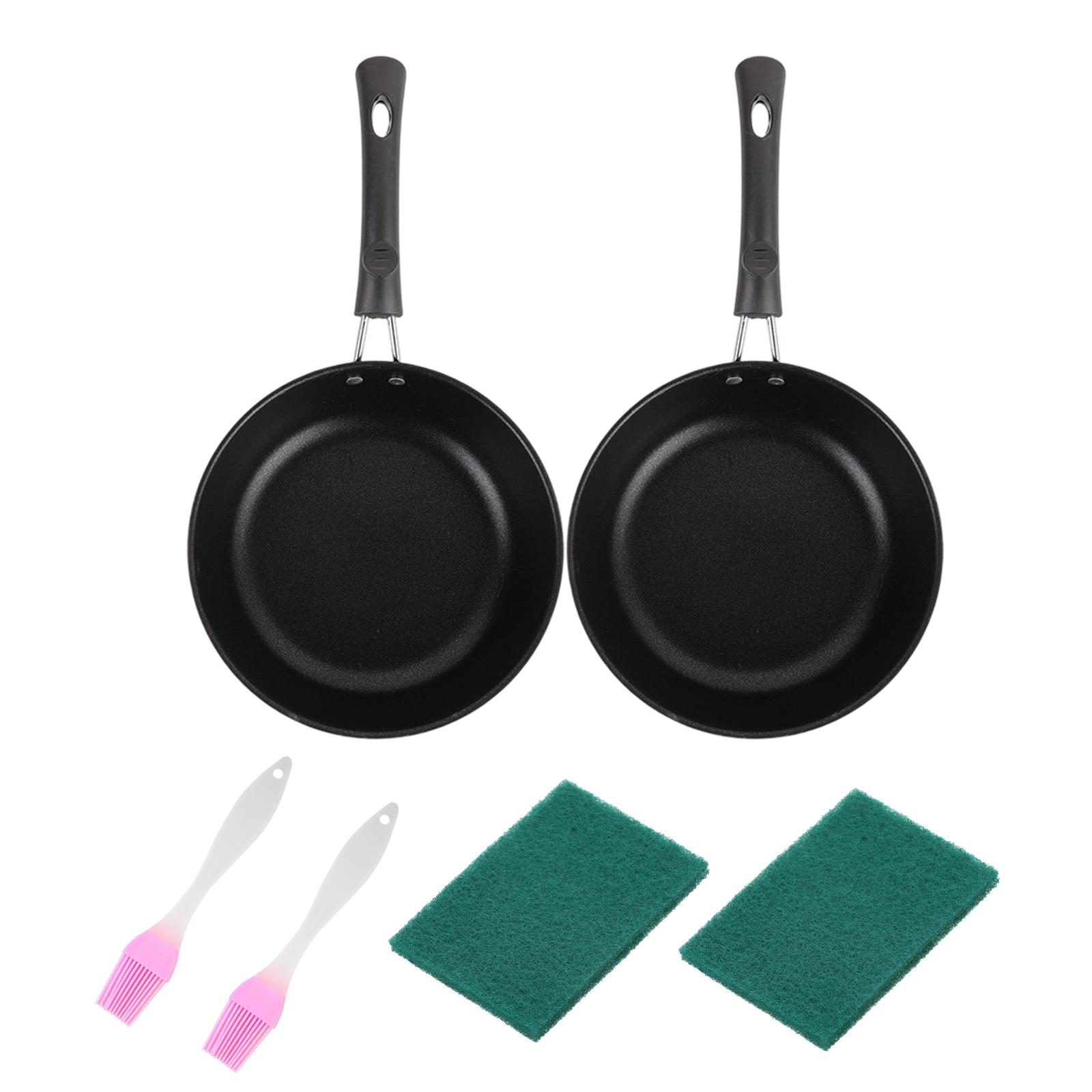 

2PCS Small Induction Egg Pans 12cm Nonstick Coating Includes Cooking Brushes Stainless Steel Breakfast Frying Pan