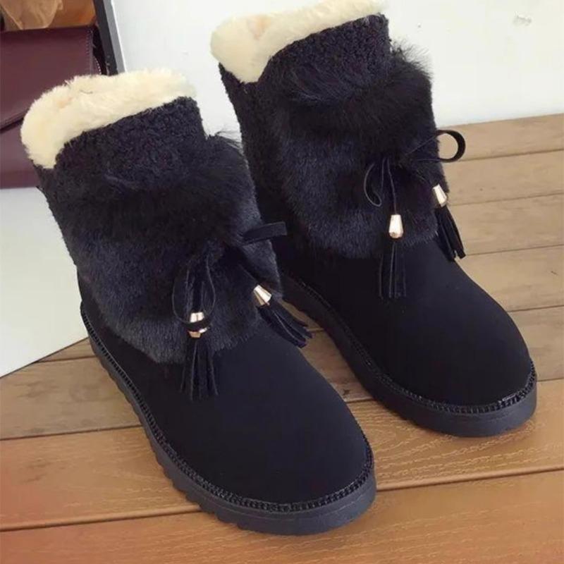 Schneestiefel Damen Winter neu vielseitig bequem rutschfest wasserdicht Baumwollschuhe mittlerer Schaft Samt warm kurze Stiefel