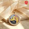Gold-Edged Rhinestone American Flag & Statue of Liberty Necklace