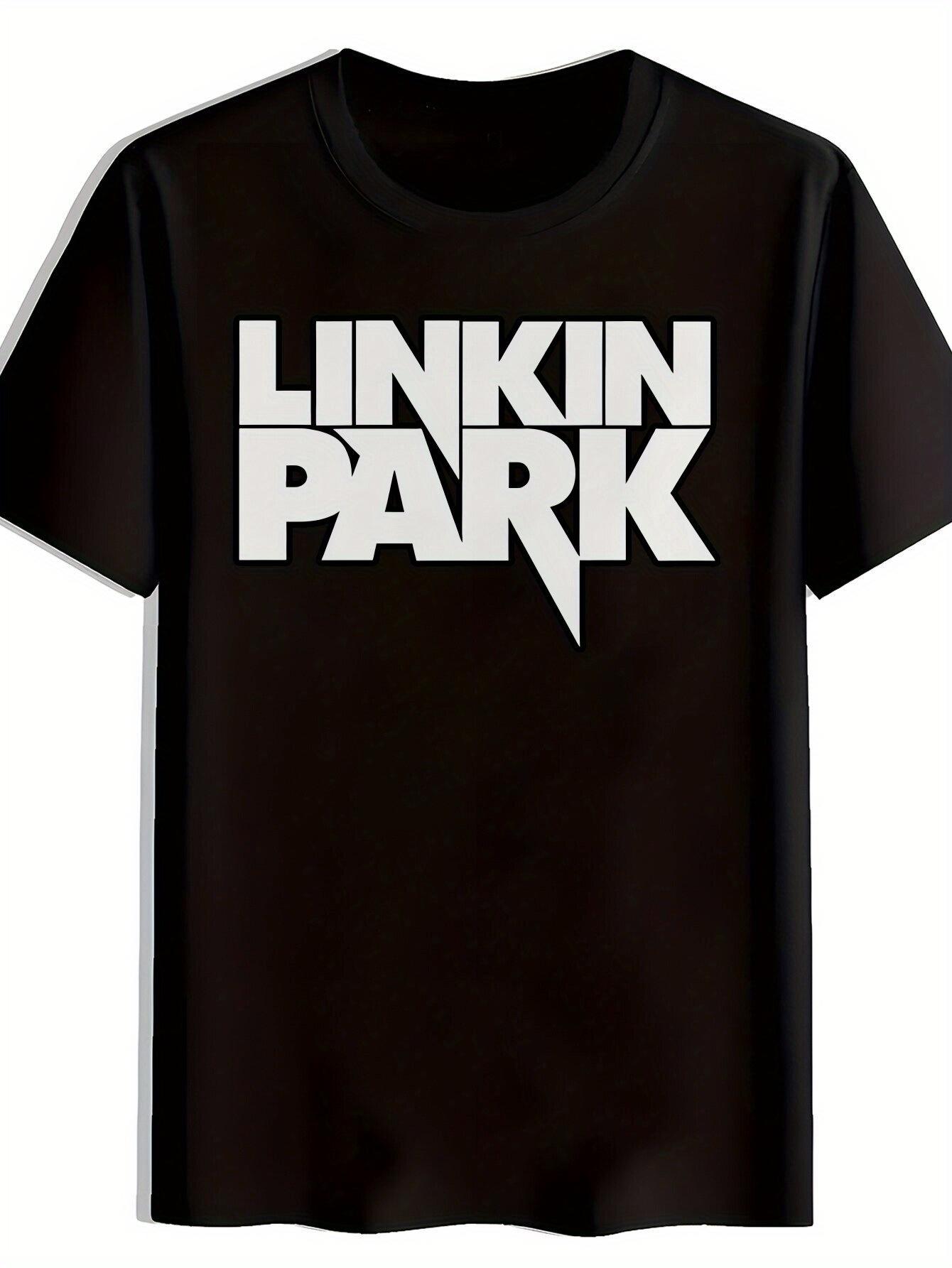 

LINKIN PARK Graphic Print T-shirt - Black Casual Summer Polyester Crewneck with Bold White Lettering XXXXL