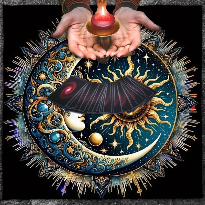 Sun Moon Pattern Astrology Tablecloth Altars Cloth Square Divinations Card Table Cloth Witchcrafts Deck Cloth