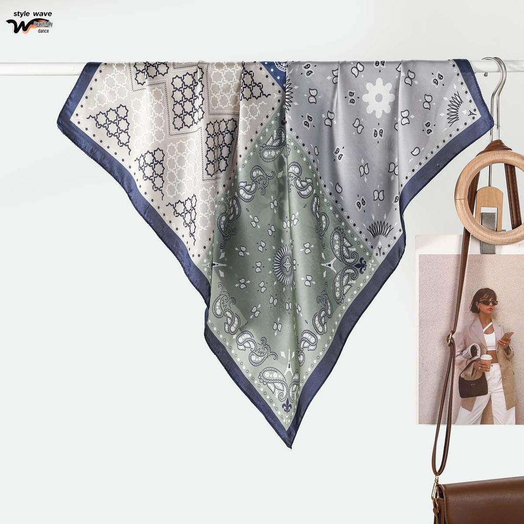 Women's Korean Silk Print Small Square Scarf - Versatile Neck Scarf