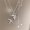 Funny Smooth Surface Metallic Cartoon Horse Flower Pendant Necklaces for Women Long Adjustable Wax Rope Chain Chokers