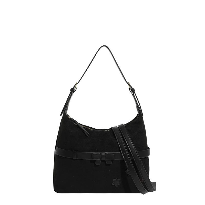 

2025 new Korean versatile autumn and winter tote bag fashionable foreign underarm bag commuting to work shoulder messenger bag no pendant чёрный