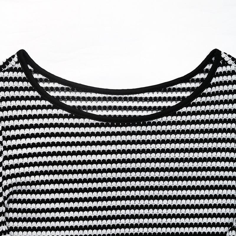 Women's Summer Striped Fashion Crew Neck Short-sleeved T-shirt Top
