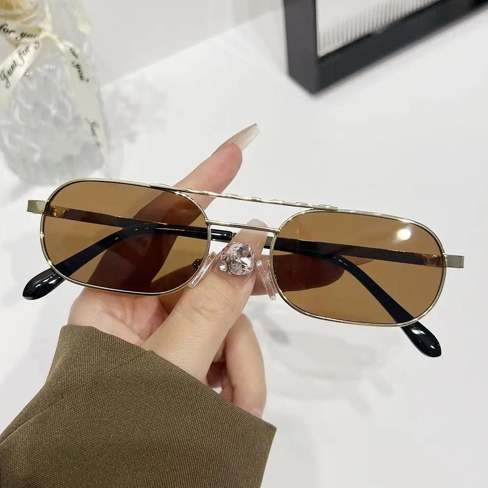Trendy Metal Frame Small Sunglasses UV Protection Hip Hop 90's Glasses Beach/Travel/Streetwear Eyeglasses for Women & Men