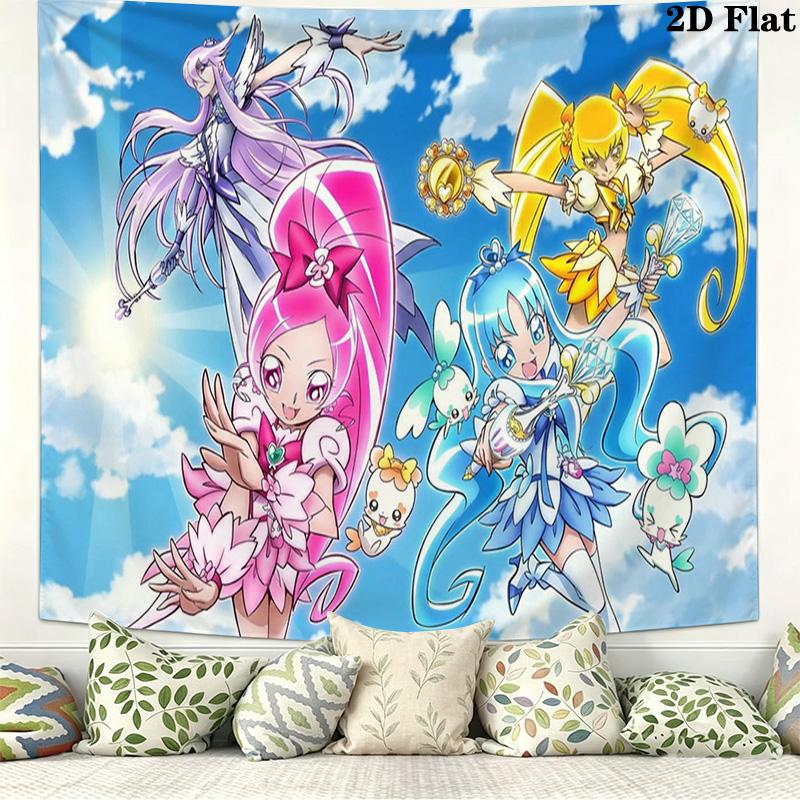 Hidden Key Precure Wall Tapestry Aesthetic Wall Hanging Printed Fabric Blanket Decorative Tapestries for Bedroom Living Room Home Decor