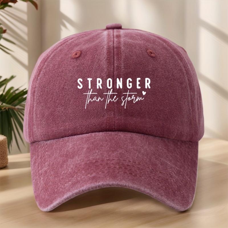 STRONGER Letter Print Baseball Cap Classic Washed Vintage Duckbill Cap Outdoor Casual Sports Shopping Vacation Hat Street