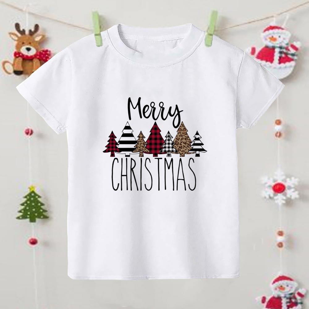 Crăciun Fericit Tricou Imprimat cu Elan Copil Tricou de Crăciun Haine Copil Topuri Băiat Fată Ținută Petrecere Crăciun Cadouri de Sărbători pentru Copii