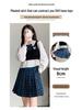 Women's Blue Plaid A-Line High Waist Pleated Skirt - College Style, Plus Size, Short Length for Spring & Autumn