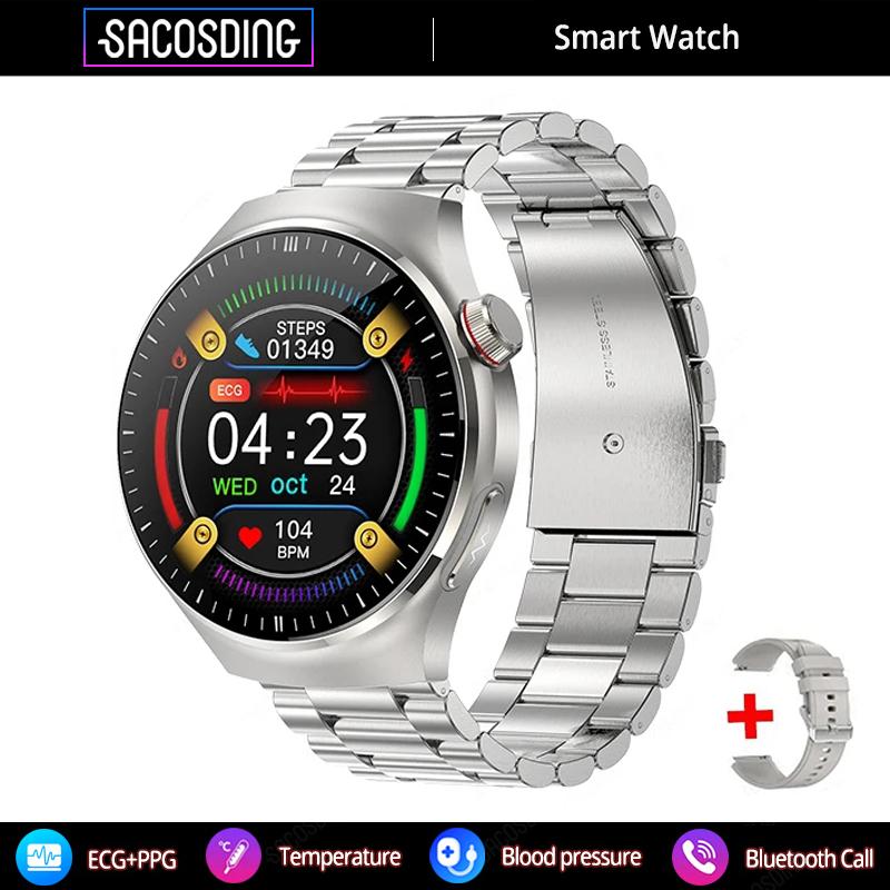 SACOSDING GT4PRO Smart Watch Women Wireless Call ECG+PPG Blood Pressure Health Monitor SOS Sports Fitness Smartwatch For Men