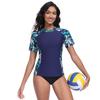 CHARMLEAKS Womens Rash Vest Short Sleeve UPF 50+ Lightweight Quick Dry Swim Shirt (No Bottom)