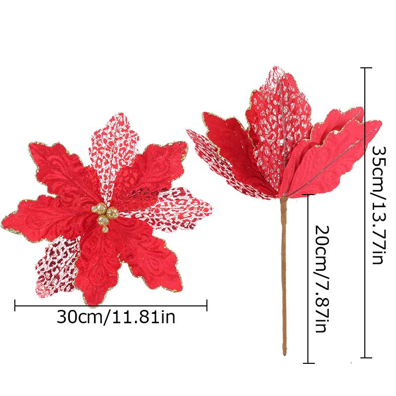 Simulated Flower Glitter Sequin Christmas Home Party Multiple Colors Unique Decorative Accessories