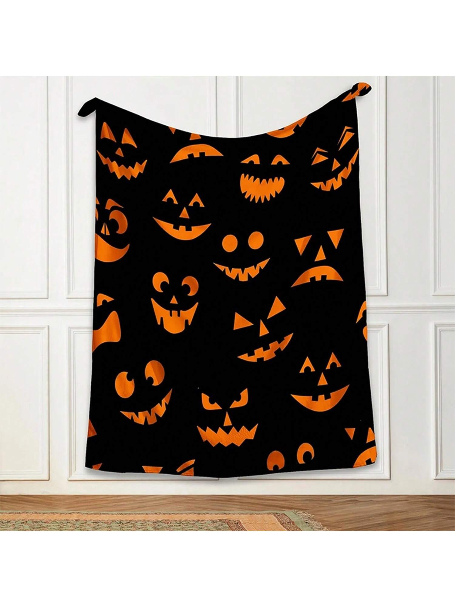 Spooky Halloween Blanket_ Pumpkin Faces Galore!  Blanket, Soft And Comfortable, Gift 75X95CM