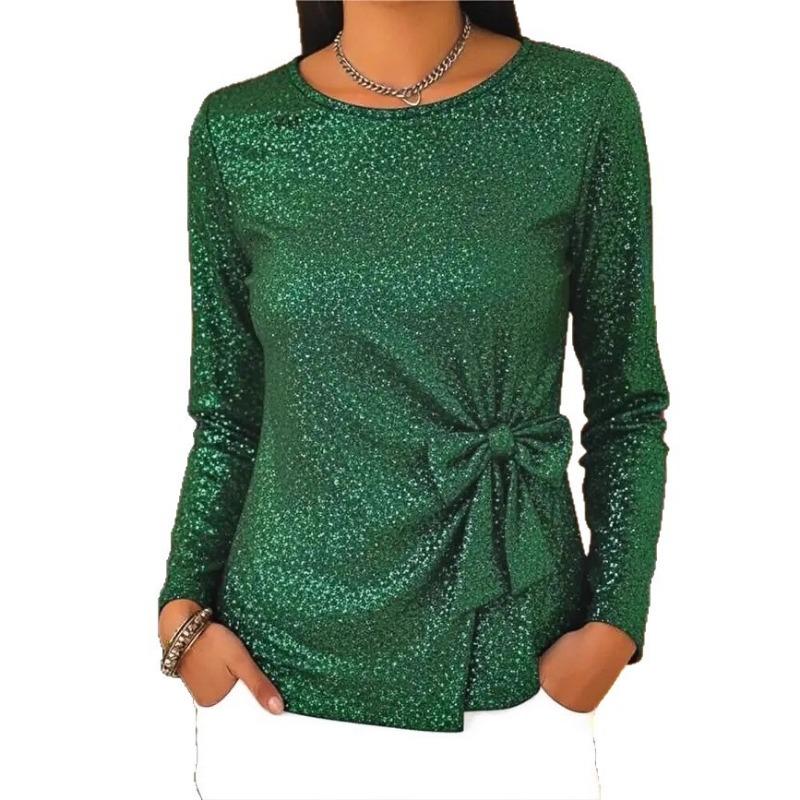 Neue Modische Glänzendes Band Schleife Damenbluse Langarm Lässig Frühling Herbst Süße Oberteile Slim Fit Einfarbige Streetwear Elegant Lässig Einfache Hemden