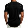 Mens Waffle Henley Collar Raglan Short Sleeve Color Block Casual T Shirt