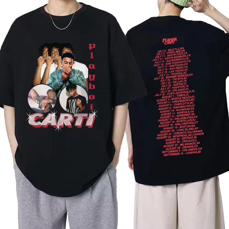 Playboi Carti Álbum de Música Whole Lotta Red Camiseta Estampada Ropa Unisex Camiseta Vintage de Rapero Hip Hop Tops Casuales de Verano Góticos