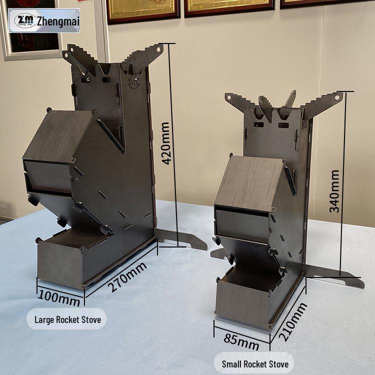 Zhengmai Portable Outdoor Rocket Wood Stove for Camping, Fishing, Picnic, and Winter Heating Small Rocket Stove