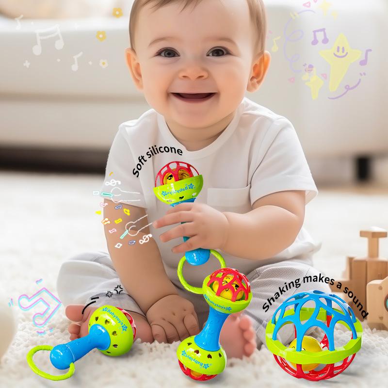 Baby's Hand Grasping Ball Baby's Grasping Training Hand Rattle Newborn's Stroking Toy Infant Teething