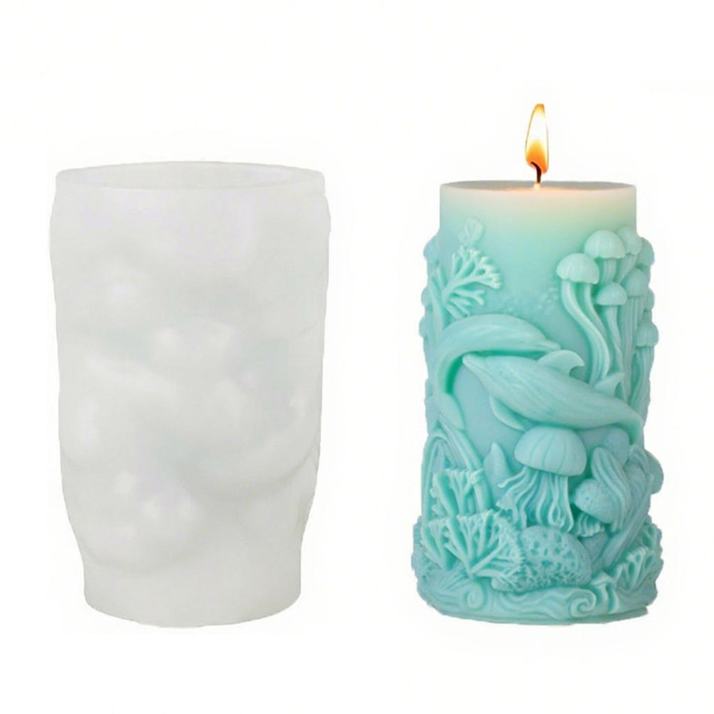 Silikon-Kerzenform mit Meerestier-Thema für Epoxidharz-Herstellung Kerze Seife Schokolade Geprägte Zylinder-Silikonformen