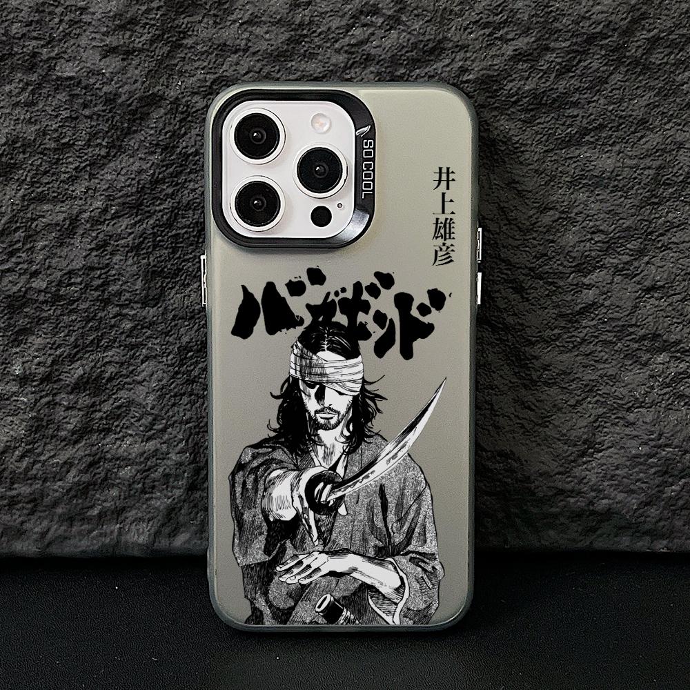 Japanese Swordsman Anime Phone Case for iPhone 17 Air 16 16e 15 14 Plus 13 12 11 Pro Max X Xs XR 8 Colorful Silver Hard Cover