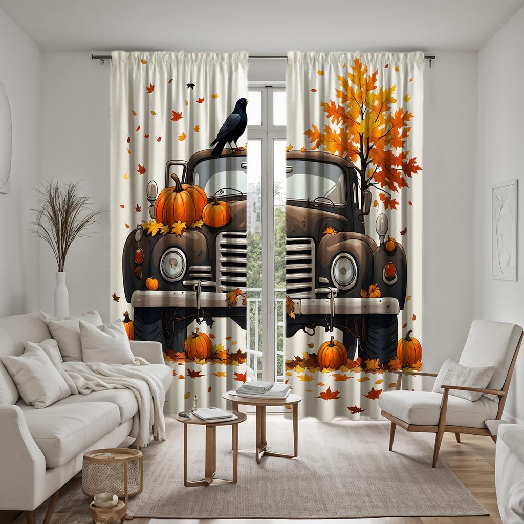 Set Of 2 Hd Digital American Small Yellow Flower Print Curtains Home Decorating Style Living Room Bedroom Rodding Cur Curtain For Area Made Polyester