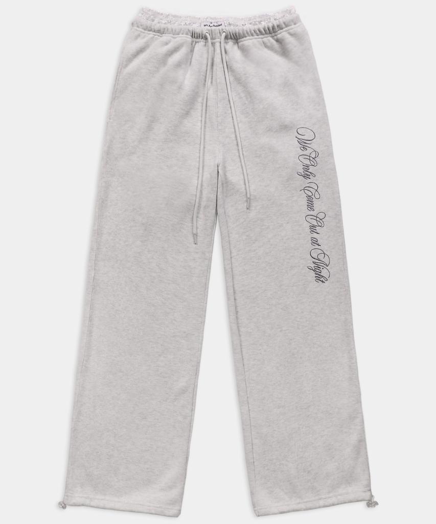 BADBLOOD Pure Lace Trim Joggers - Ash Grey