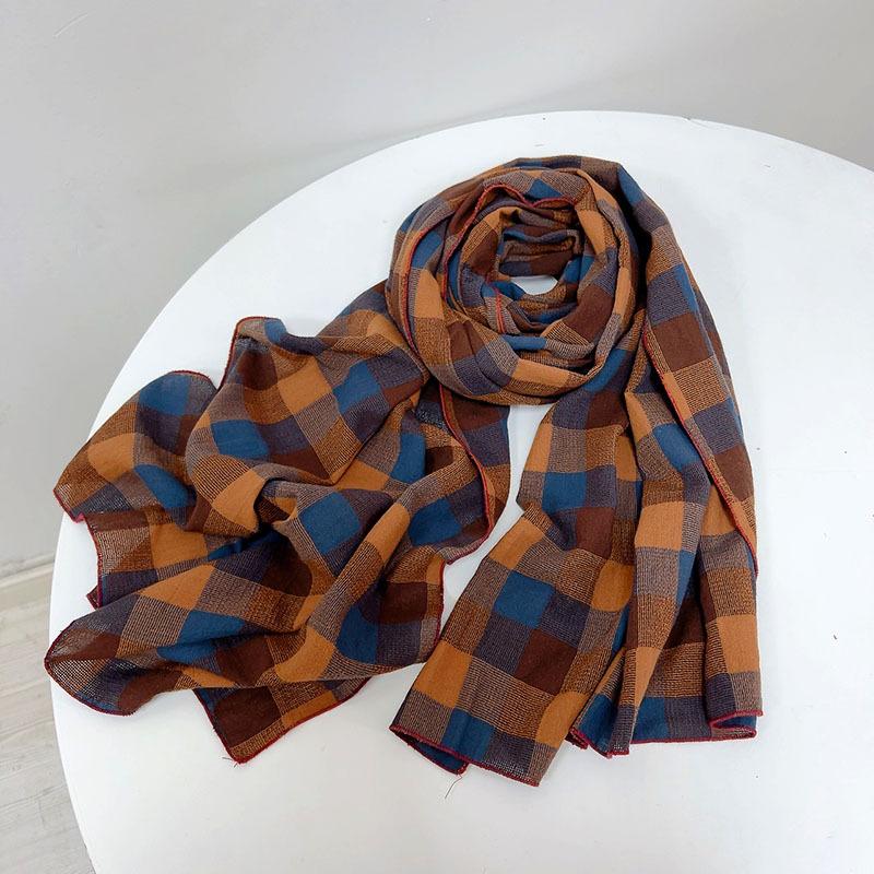 Autumn and Winter Cotton Classic Fashionable Plaid Unisex Scarf Couple Scarves