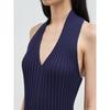 Anggae Crafted Rib Halter Dress Navy