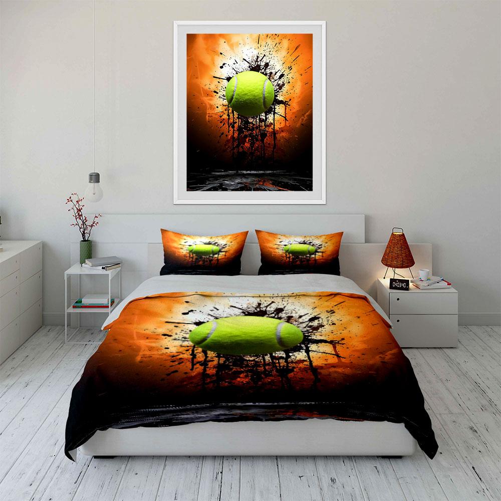 Yellow tennis ball splash. Bedding sets Duvet cover sets Duvet covers Pillowcases(1 * Duvet Cover 2 * Pillowcases, without duvet insert)