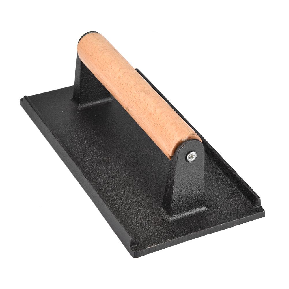 Cast Iron Steak Press, Bacon Press with Wooden Handle for Grilling Hamburgers and Steaks, with Sturdy Weight for Cooking, Restaurants and Home