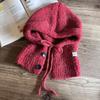 Solid Knitted Color Cap With Wide Brim And Ear Warmers For Autumn Winter Casual
