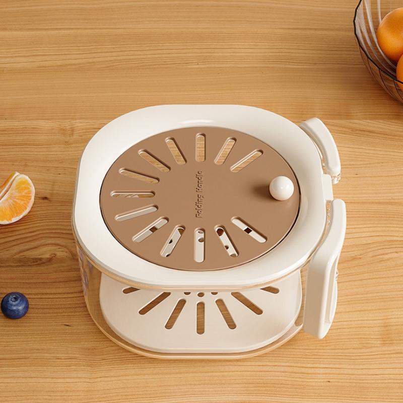 Large Drain Basket Cute Fruit Basket Telescopic Water Filter 2-In-1 Thickened Dehydration Washing Vegetable Basket With Lid