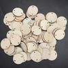 100pcs Wood Handmade DIY Unfinished Blank Wood Chips Round With Hole Wooden Pendants 3.5cm Round Wood Pieces Craft Decoration