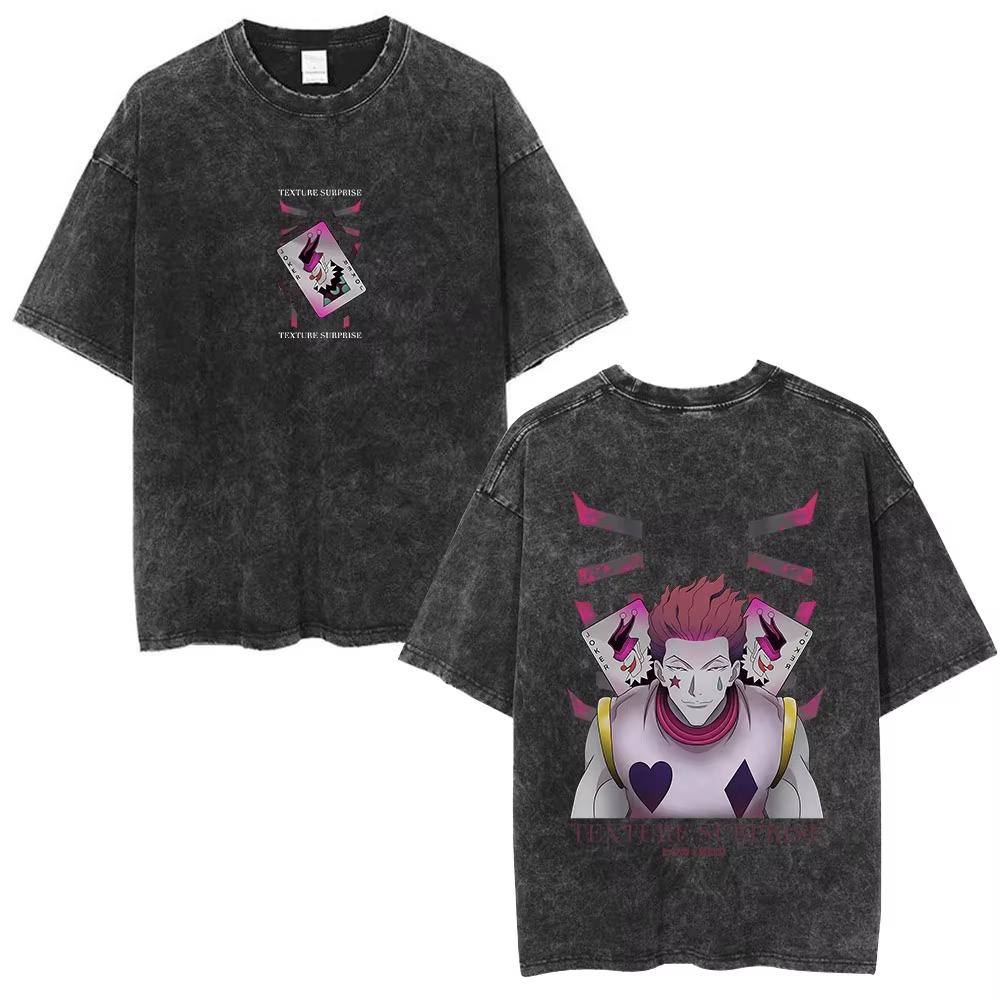 Anime Hunter X Hunter Phantom Troupe Washed Tshirts Hisoka Graphic Print T Shirts Men Women Clothing Cotton Oversized Tee Shirt