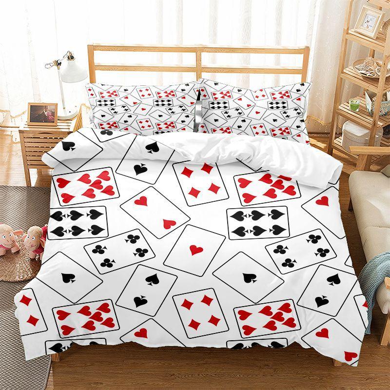Playing Card Duvet Cover King Queen Size for Boys Girls Kids Couple Lover Bedding Set Microfiber Comforter Cover With Pillowcase