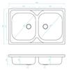 Metal Double Bowl Top-Mount Sink 50X80Cm With Siphon Kuchinox