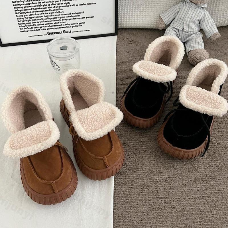 Winter Retro Pelzig Dickbesohlt Lässige Schnee-Kurzstiefel für Damen Mode Vielseitig Warm Weich Bequem Plüsch Baumwollstiefel
