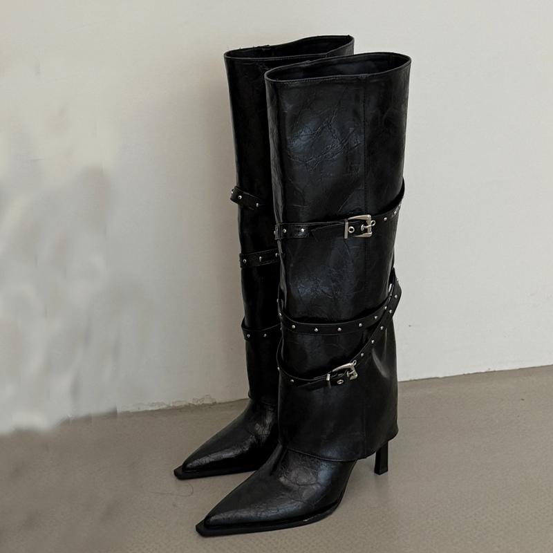 Women High Boots High Heels Designer Dress Shoes Pointed Toe Knee High Boots 2025 Winter Pumps Luxury Sexy Mujer Bootas