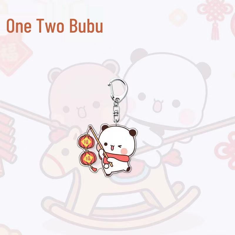 

One Two Bubu Cartoon New Year Keychain: Cute Student Backpack Pendant, Chinese Style Gift for Friends