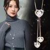 Temperament Love Sweater Chain Fashionable Long Peach Heart Necklace Autumn And Winter Versatile Pendant