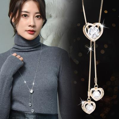 Chaîne de pull Amour Tempérament Mode Long Collier Cœur Pêche Automne Hiver Pendentif Polyvalent