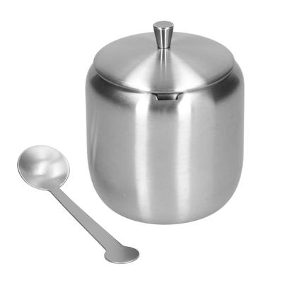 Sugar Container 370ML 304 Stainless Steel Polished Brushed AntiOxidation Antirust Seasoning Box with Spoon