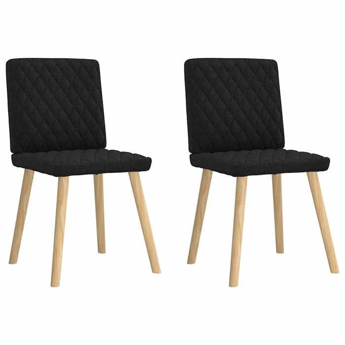 VidaXL Dining Chairs Set of 2 Black Fabric, Chair, Living Room Chair, Accent Chair, Kitchen Chair, Dining Room Seat 4101123