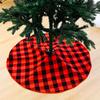 Charming Red And Black Plaid Christmas Tree Skirt 90cm Festive Holiday Decoration