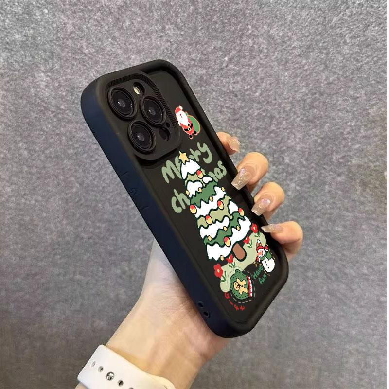 Christmas Tree Printed Phone Case For iPhone 16 15 14 13 12 11 Pro Max X XR XS Max SE2 8 7Plus ShockProof Silicone Back Cover