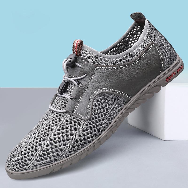 Fashion Handmade Men's Summer Sneakers Breathable Men Mesh Shoes Outdoor Casual Flats Comfortable Walking Treking Shoes Hollow Out Shoes