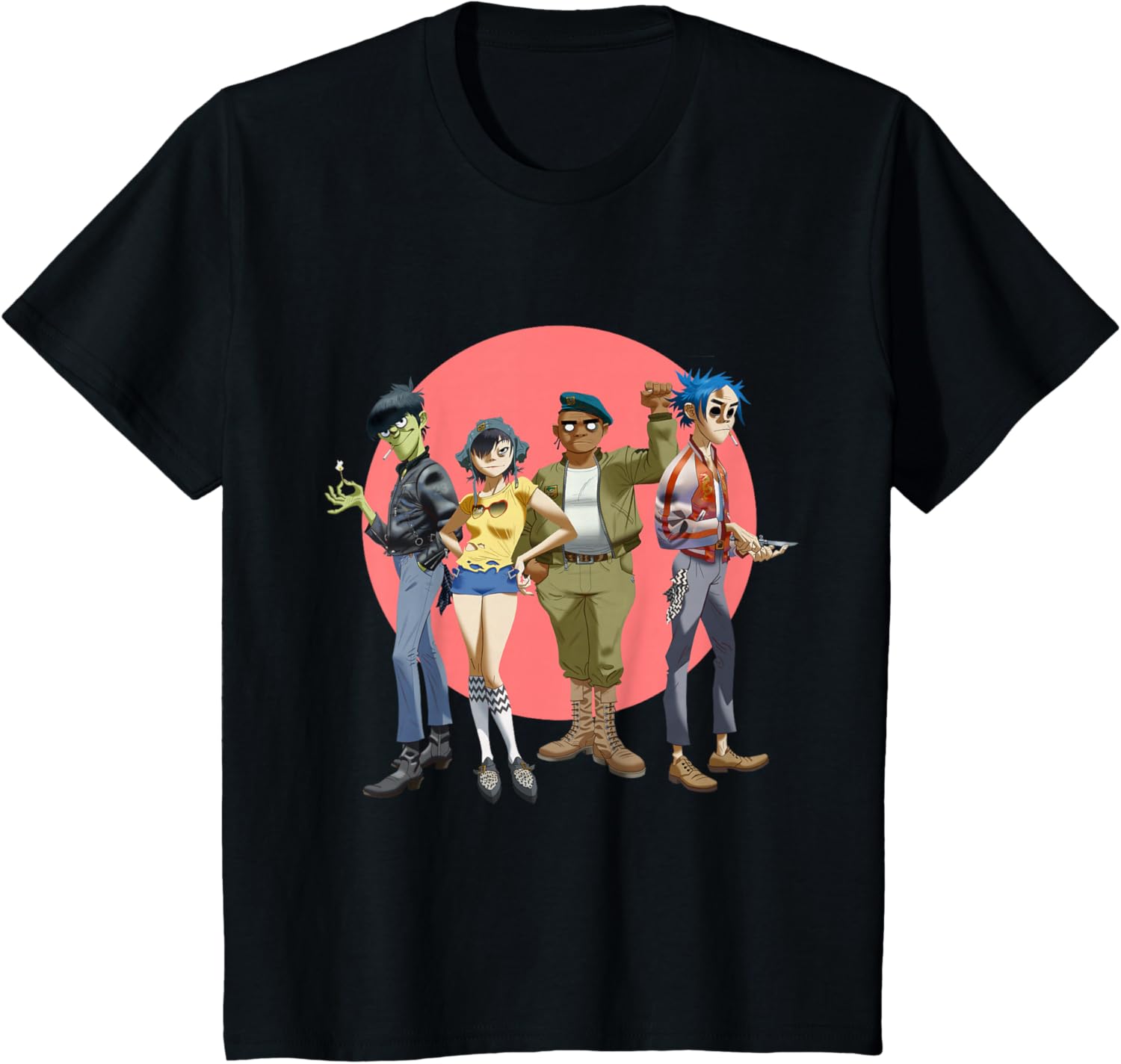 

2026 Футболка группы Gorillaz Мужская и Женская Хлопок Летняя Одежда Хип-Хоп Мода Футболка с коротким рукавом Streetwear Подарки для фанатов ... S разноцветный